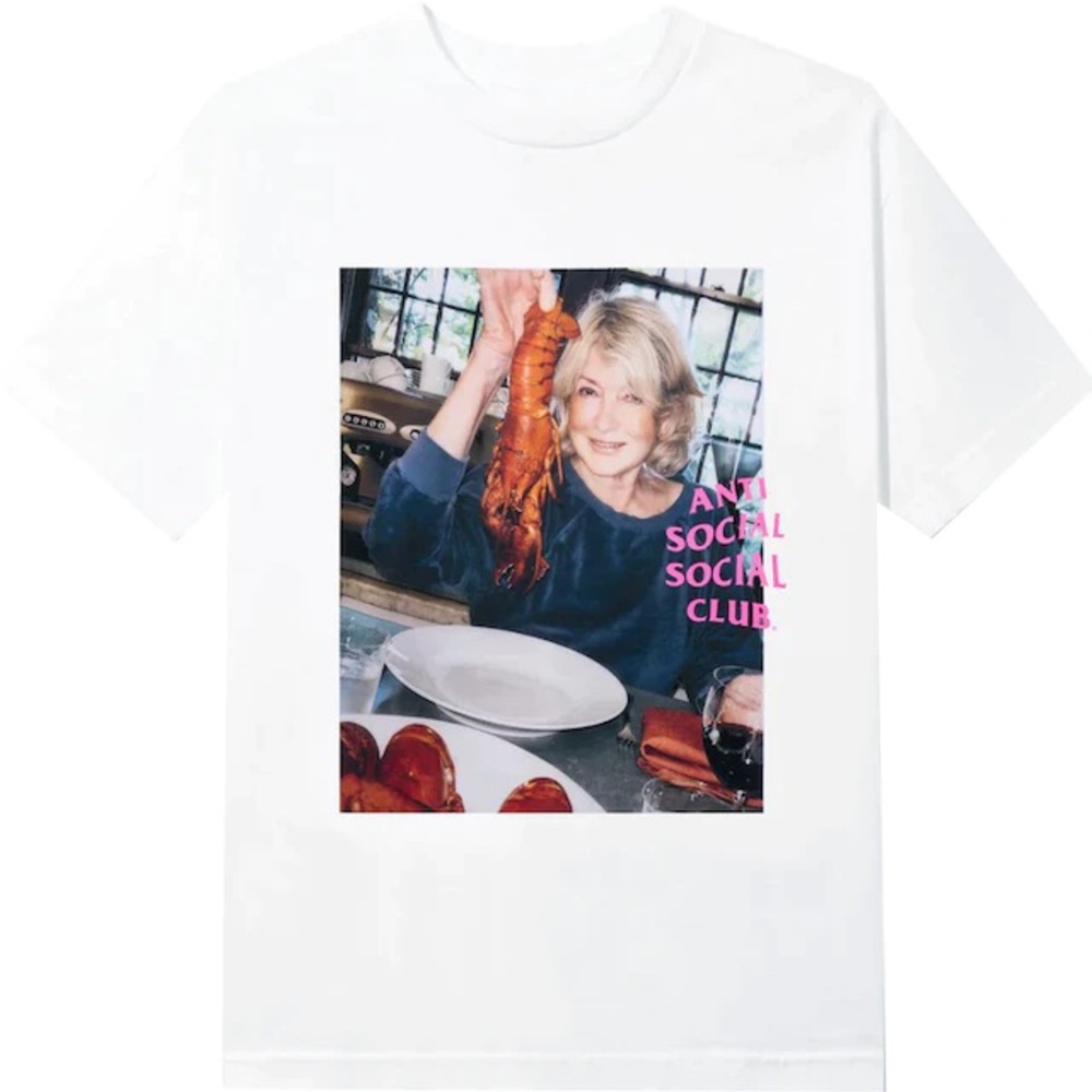 AntiSocial Social Club Martha Stewart collab lobster t-shirt Mens Large. White